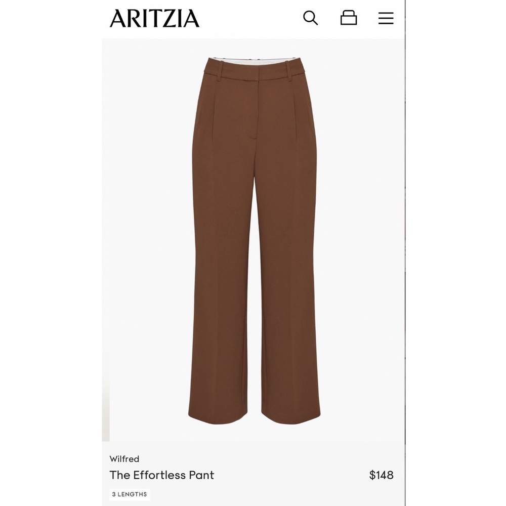 Aritzia Effortless Pant in Cognac Brown